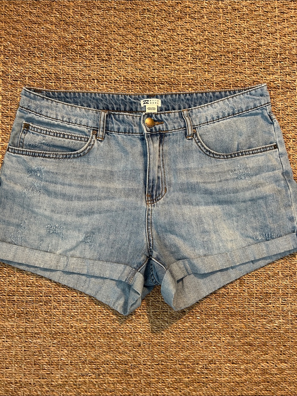 Billabong Light Blue Cuffed Denim Shorts